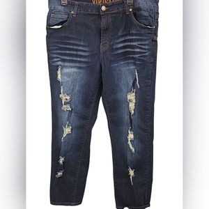 VIP Distressed Denim Darkwash Skinny Jeans S16 Regular L28